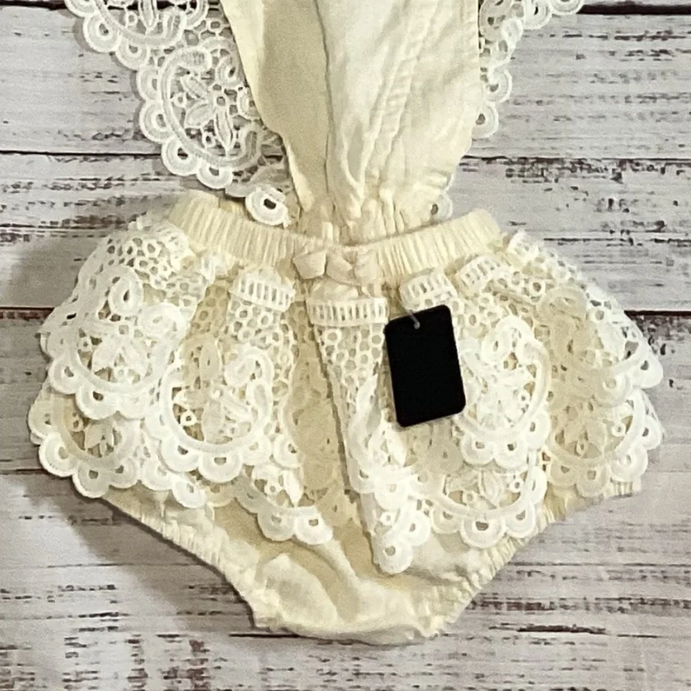 2174. Baby Girl / Infant Crocheted Lace Jumper 6 Months | Halter Style | EUC